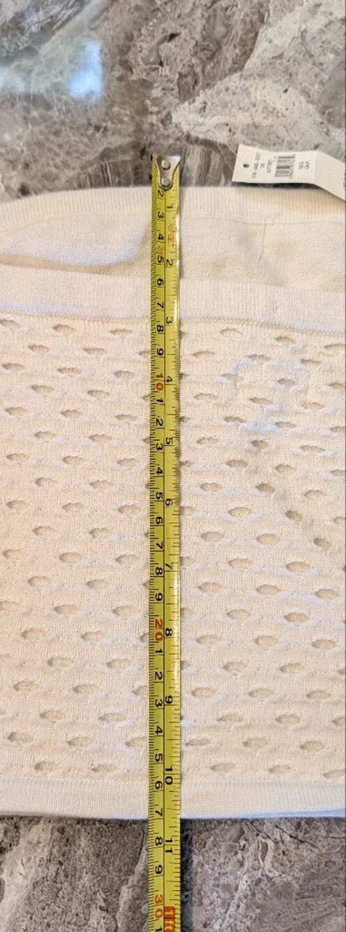 New Aerie Crochet Sweater Tube Top S Soft Muslim Ivory Cropped Fitted Strapless - Picture 16 of 16